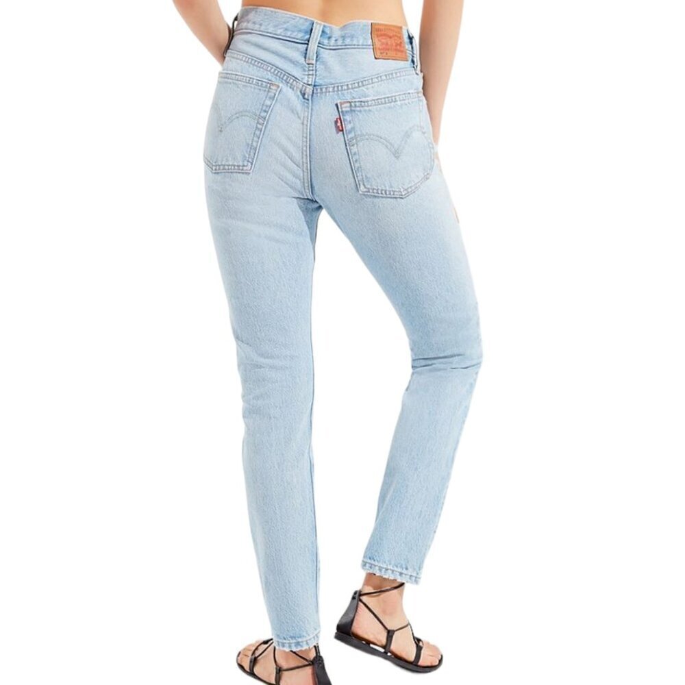 Levi's 501 Mid Rise Denim Light Wash Button-Fly Casual Skinny Jeans Blue 25